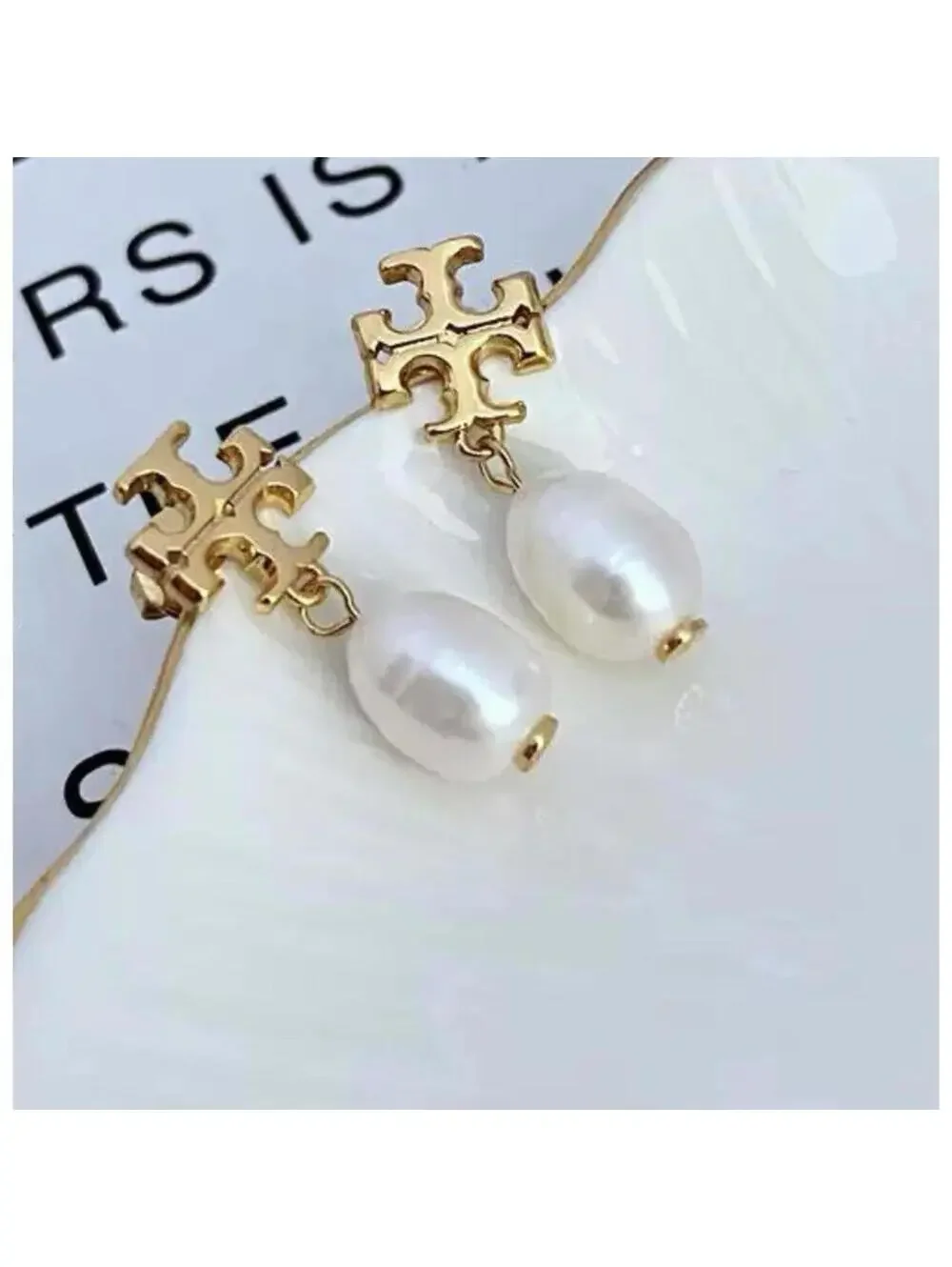 Stunning Tory Burch Pearl Drop Earrings - Picture 3 of 6